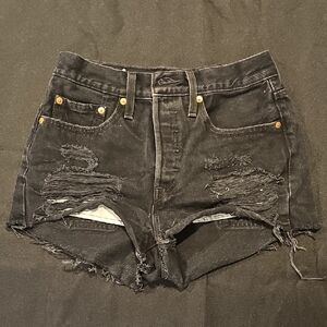 Levi's Black Distressed High-Rise Jean Shorts